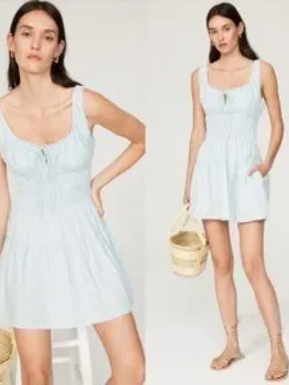 CIAO LUCIA Gianluca Mini Sun Dress in Blue Cotton - Smocked waist Tiered Dainty